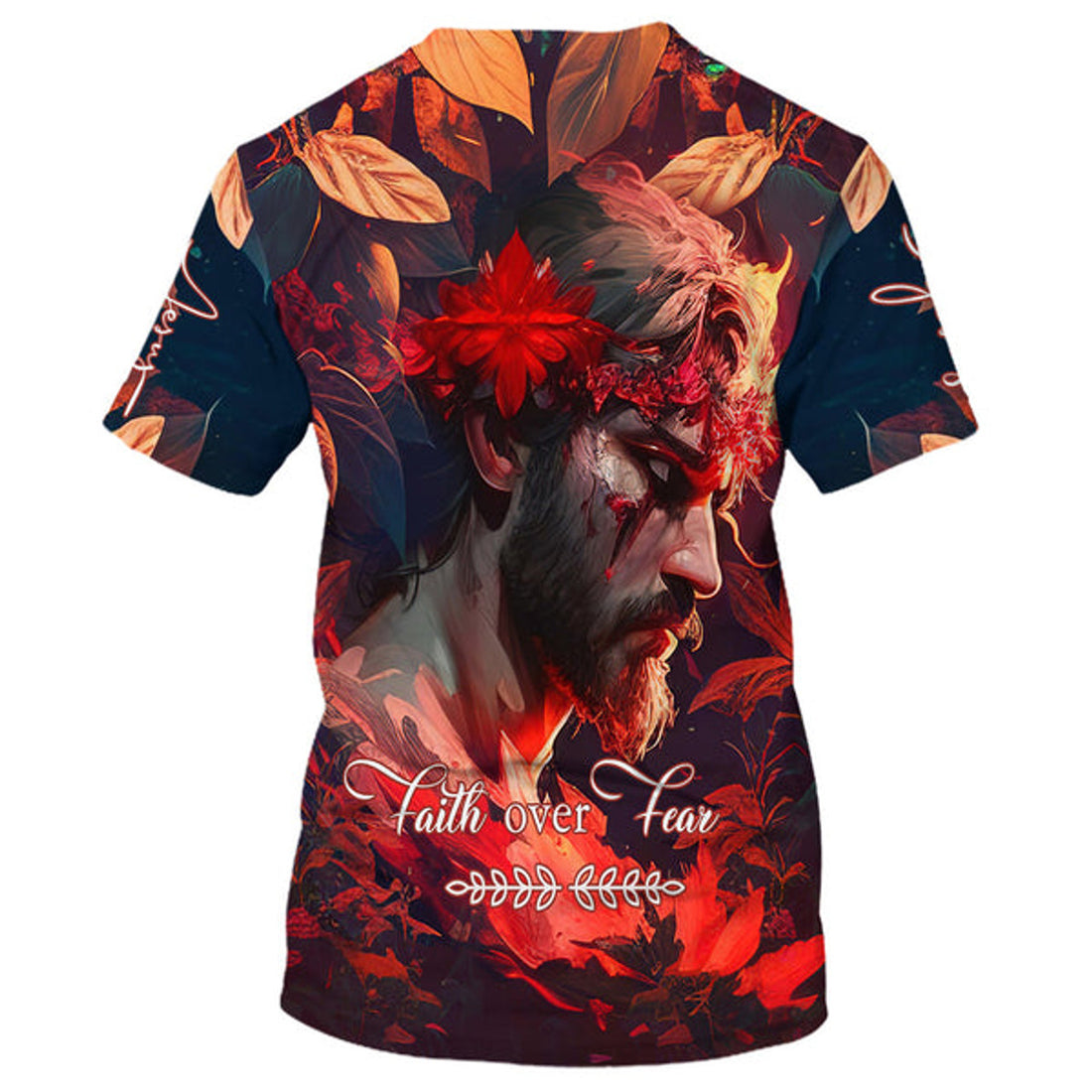 FUNSTUFFPRINT Faith Over Fear Jesus Christian 3D T-shirt