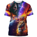FUNSTUFFPRINT Faith Over Fear Jesus And Lion Christian 3D T-shirt