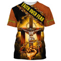 FUNSTUFFPRINT Faith Over Fear Jesus Crucifixion Crown Of Thorns 3D T-Shirts - Christian Shirts For Men&Women 3D T-shirt
