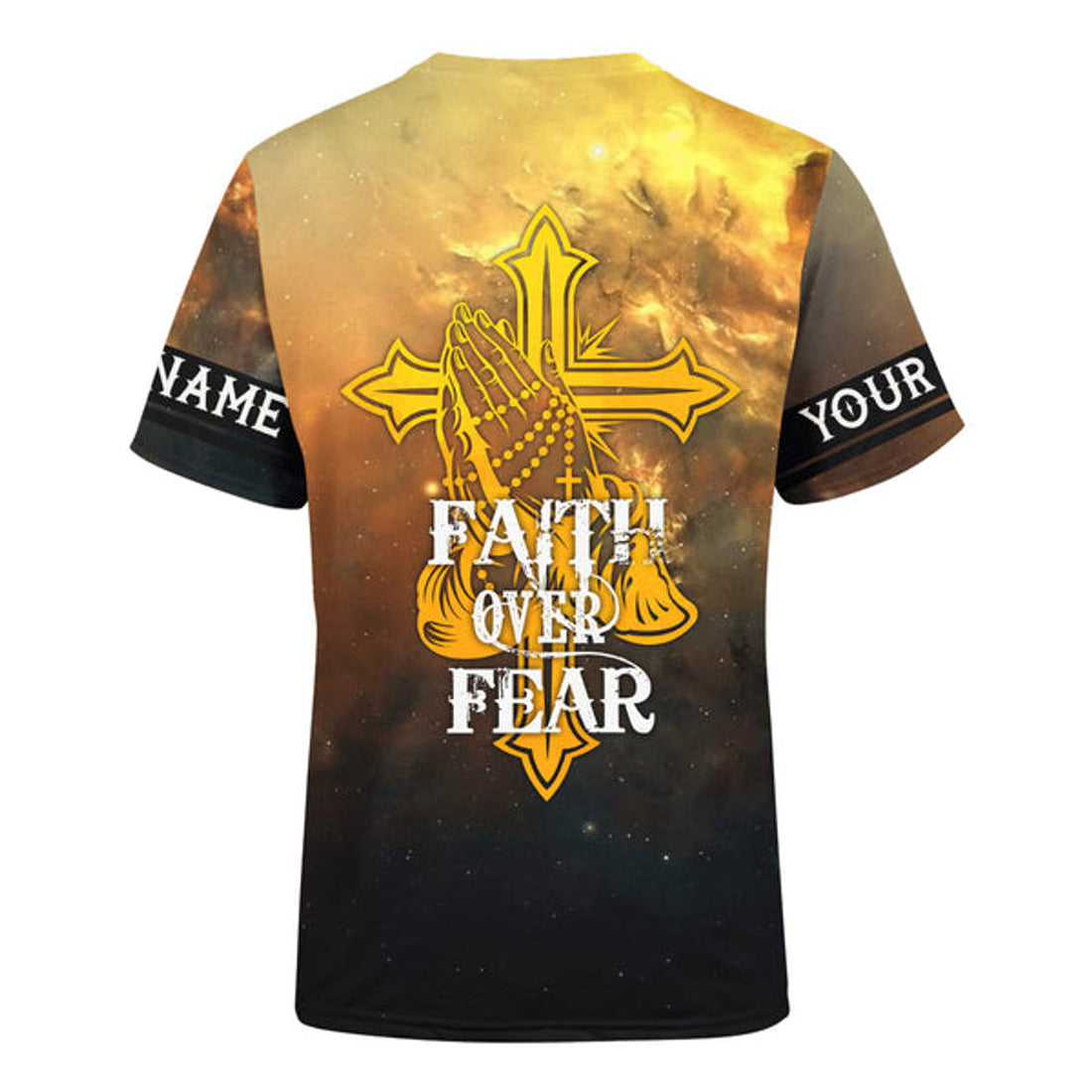 FUNSTUFFPRINT Faith Over Fear Jesus Skull Customized Shirt - Christian 3d Shirts For Men Women - Custom Name 3D T-shirt