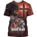 FUNSTUFFPRINT Faith Over Fear Lion Jesus Christian 3D T-shirt