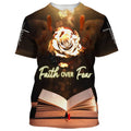 FUNSTUFFPRINT Faith Over Fear Roses Christian 3D T-shirt