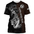 FUNSTUFFPRINT Faith Over Fear Shirts - Jesus And The Lion Of Judah 3D All Over Printed Shirt for Men and Women 3D T-shirt
