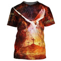 FUNSTUFFPRINT Faith Over Fear White Dove Cross 3D All Over Printed Shirt for Men and Women 3D T-shirt