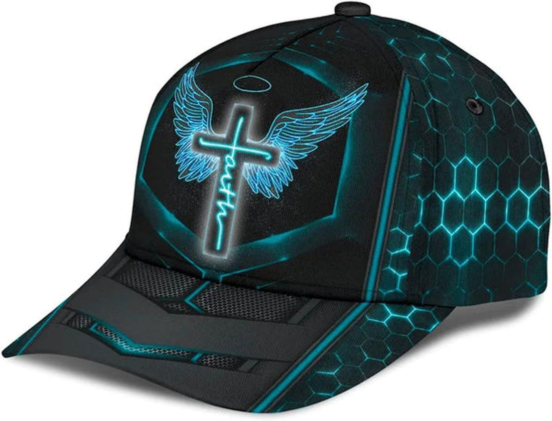 FUNSTUFFPRINT Faith Wing Baseball Cap - Christian Hats for Men and Women