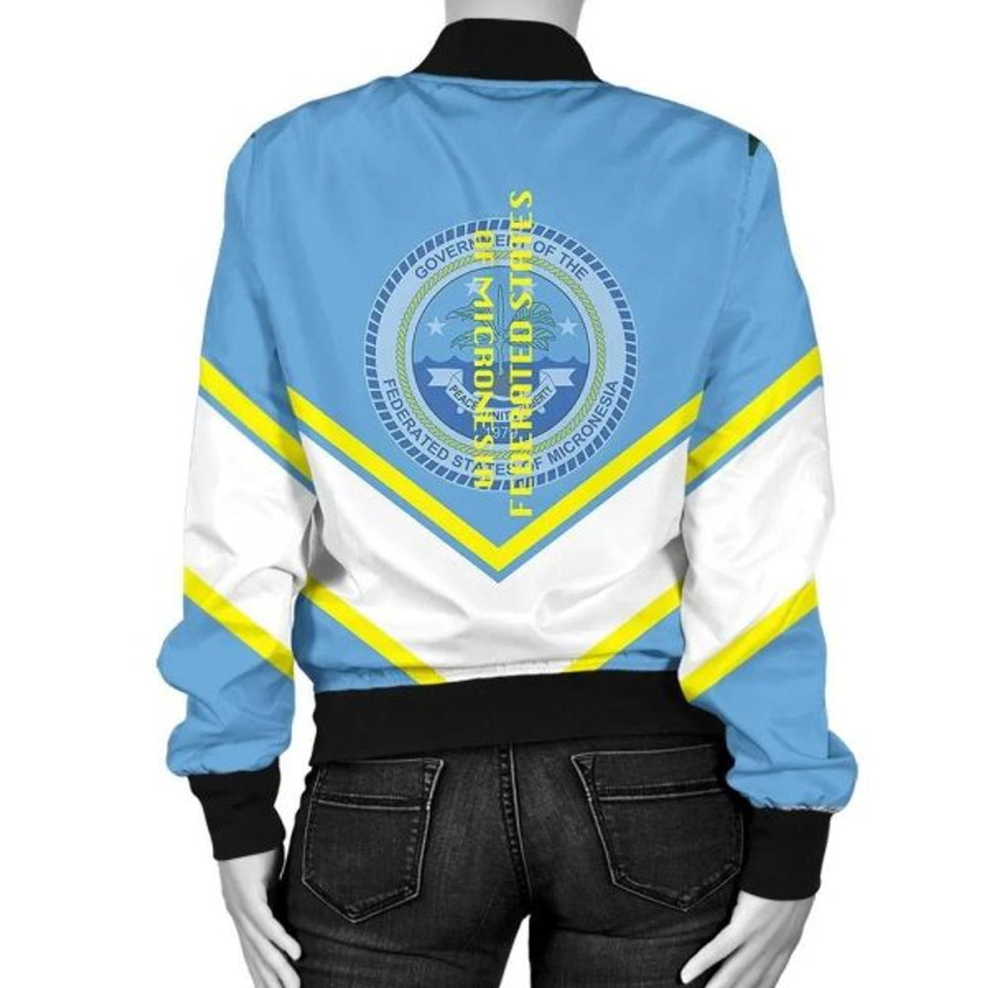 FUNSTUFFPRINT Falkland Islands Coat Of Arms Women Bomber Jacket Lucian Style 3D Bomber Jacket