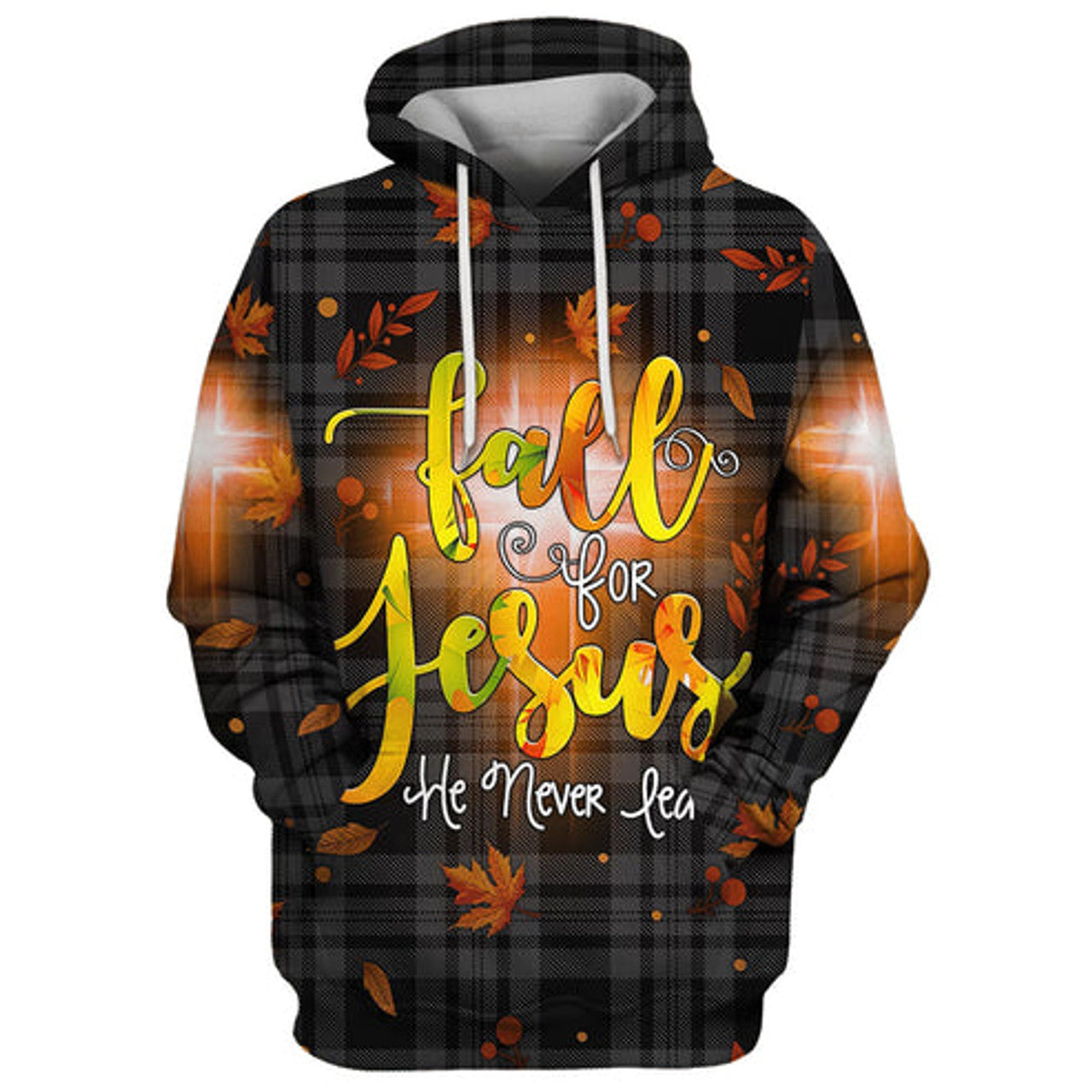 FUNSTUFFPRINT 3D Fall For Jesus He Never Leaves 3D Hoodie and Zip Hoodie