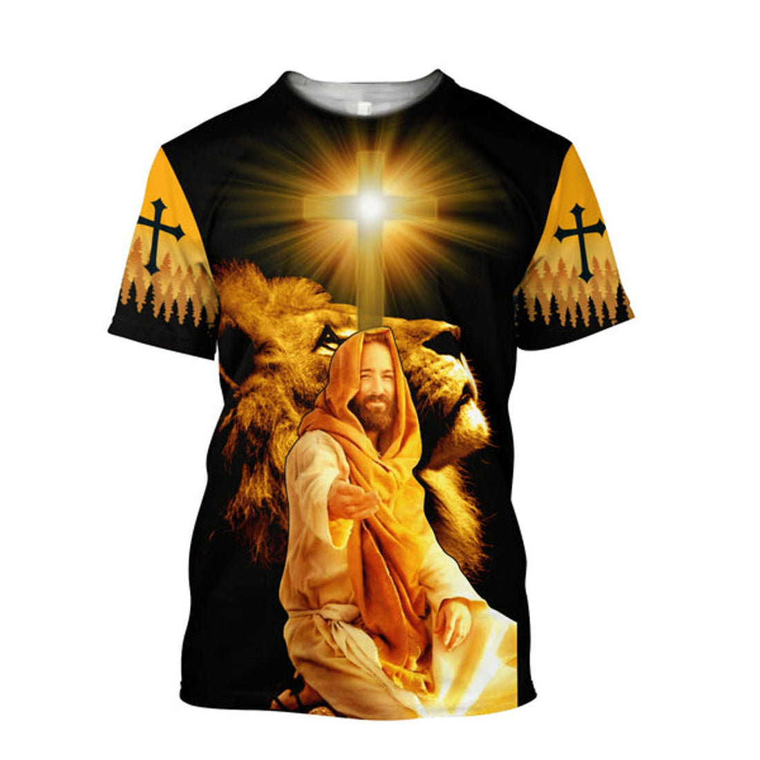 FUNSTUFFPRINT Fall For Jesus He Never Leaves Jesus Unisex Shirts - Christian 3D T-shirt