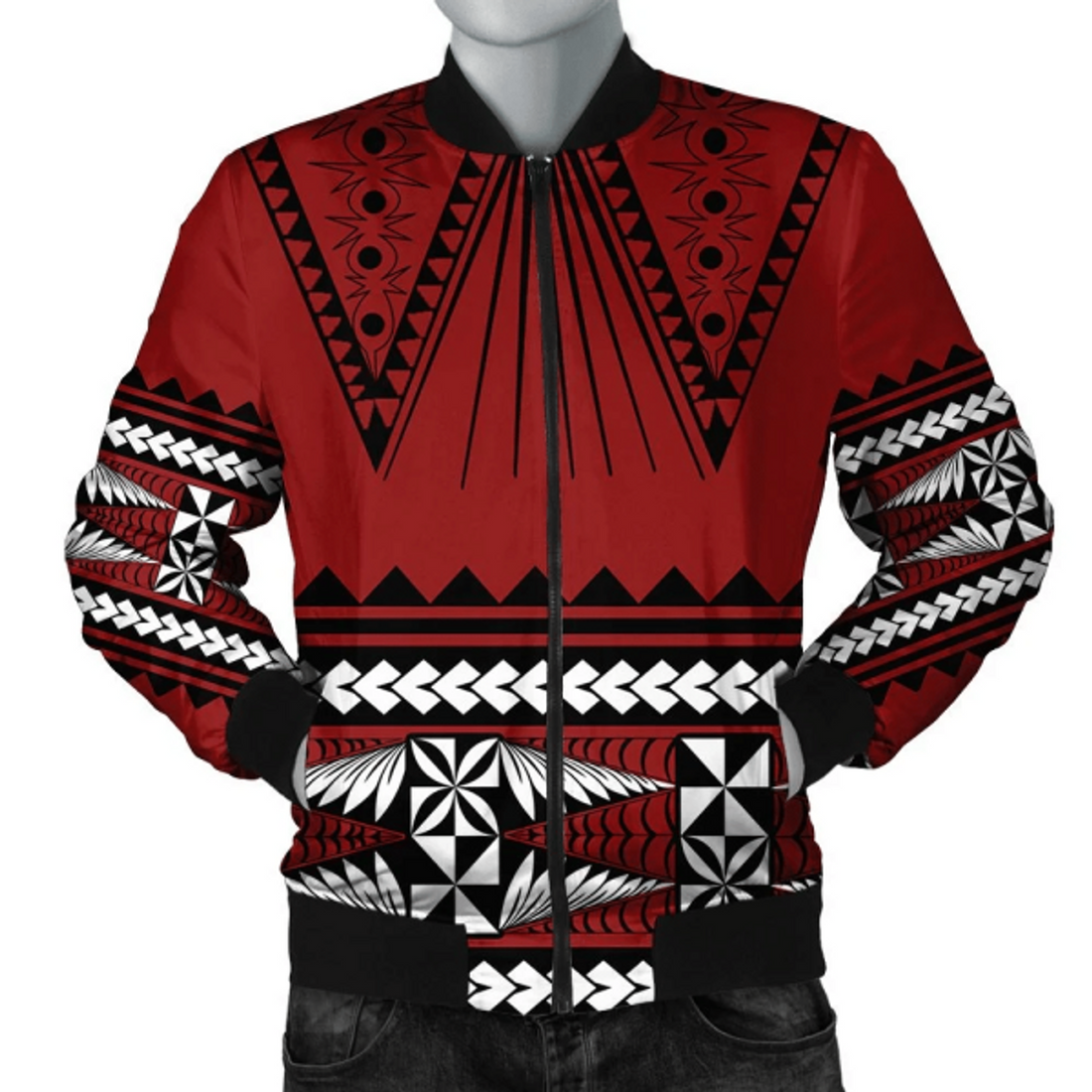 FUNSTUFFPRINT FamilyGater Tonga Jacket - Tonga Pattern Style 3D Bomber Jacket