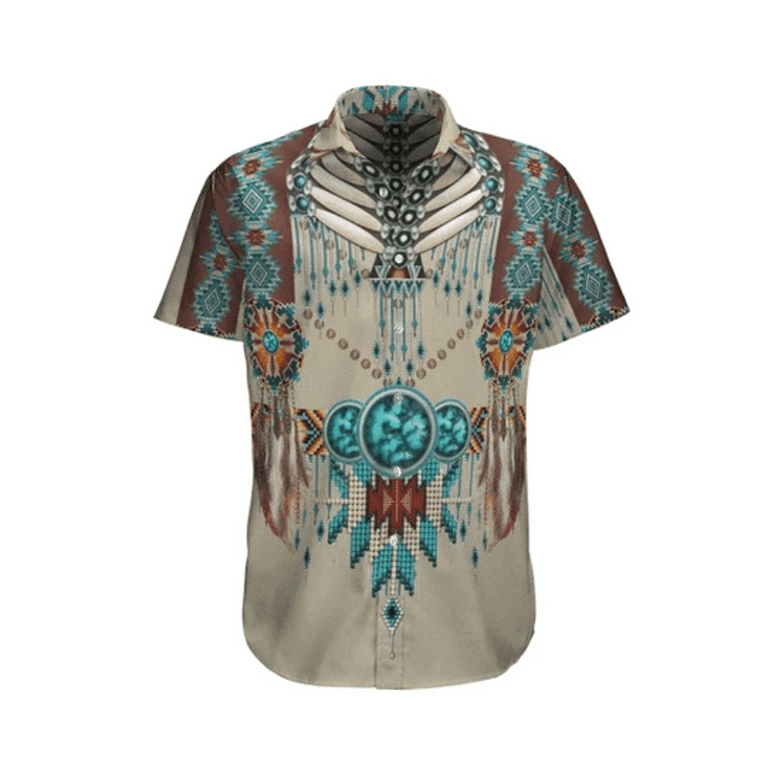 Native American Hawaiian shirts, Fantasy Native America Watercolor Design Hawaiian Shirt
