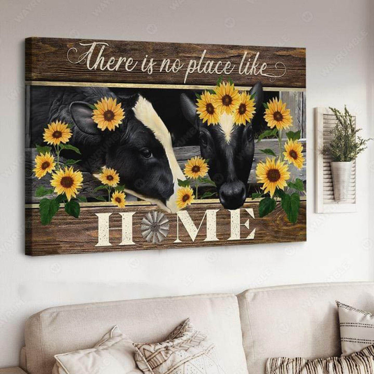 Farm Cow, Dairy Cow, There Is No Place Like Home, Wall Decor Poster and Canvas