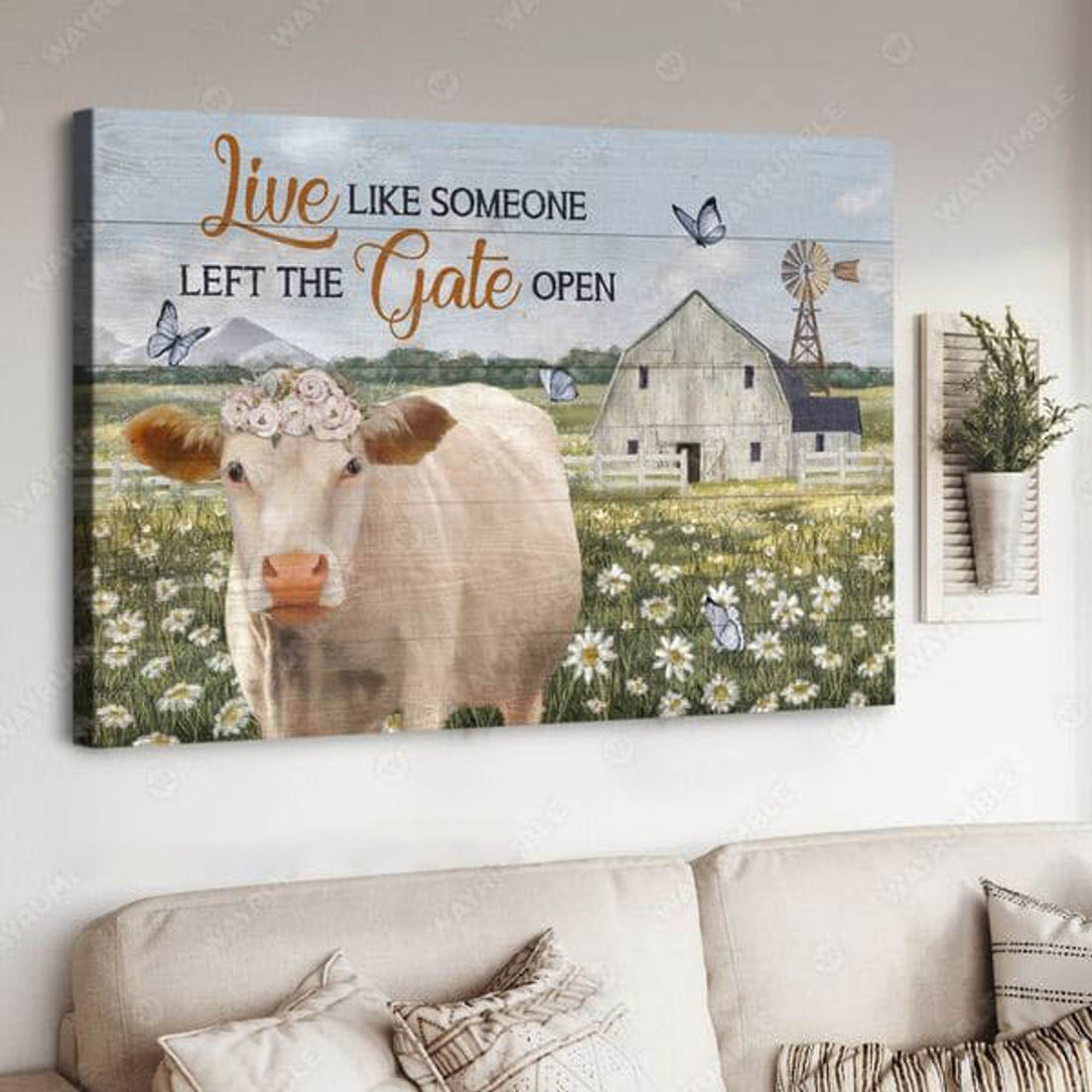 Farm Cow Poster, Live Like Someone Left The Gate Open Poster and Canvas