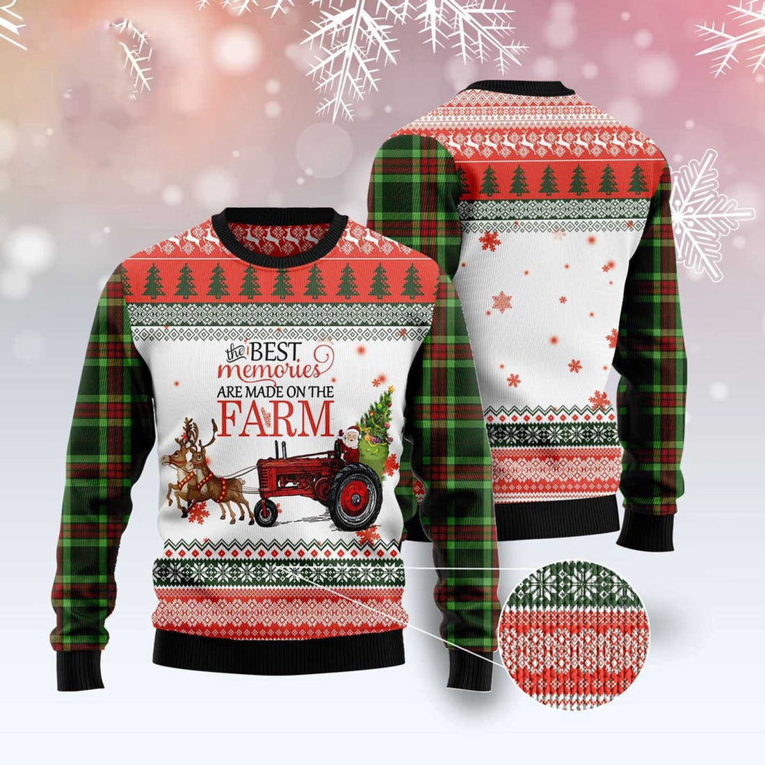 FUNSTUFFPRINT Farm Best Memories Ugly Christmas Sweater, Christmas Sweater, Ugly Sweater, Funny Xmas Sweaters Ugly Sweater