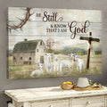 Farm Painting Lamb Of God Be Still And Know That I Am God Canvas Wall Art - Christian Poster - Religious Wall Decor
