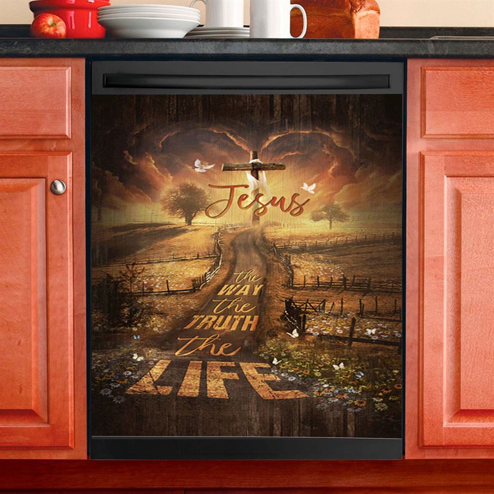 Farm Pretty Sunset Daisy Field Dishwasher Cover, The Way The Truth The Life Dishwasher Magnet Cover, Christian Kitchen Decor