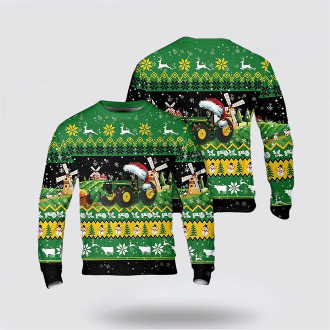 FUNSTUFFPRINT Farm Tractor Christmas Ugly Christmas Sweater, Farm Sweater, Christmas Gift, Best Winter Outfit Christmas Ugly Sweater