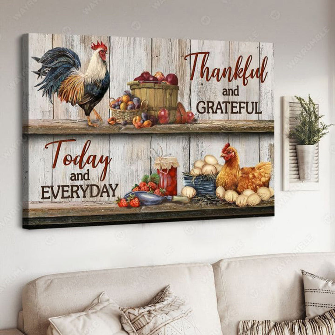 Farmer Poster, Thankul And Grateful Today And Everyday, Farm Chicken Poster and Canvas