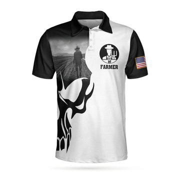Farmer Proud Skull Men Polo Shirt, American Flag Farmer If You Think You Can Do My Job Shirt For Men