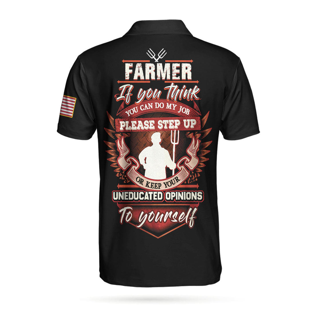 Farmer Proud Skull Men Polo Shirt, American Flag Farmer If You Think You Can Do My Job Shirt For Men