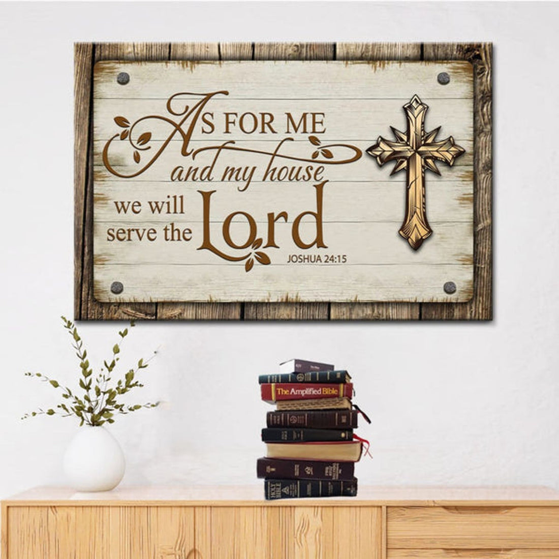 Farmhouse, As For Me And My House 2415 Canvas Print - Bible Verse Wall Art - Religious Wall Decor