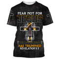 FUNSTUFFPRINT Fear Not For Jesus The Lion Of Judah Cross 3D All Over Printed Shirt for Men and Women 3D T-shirt