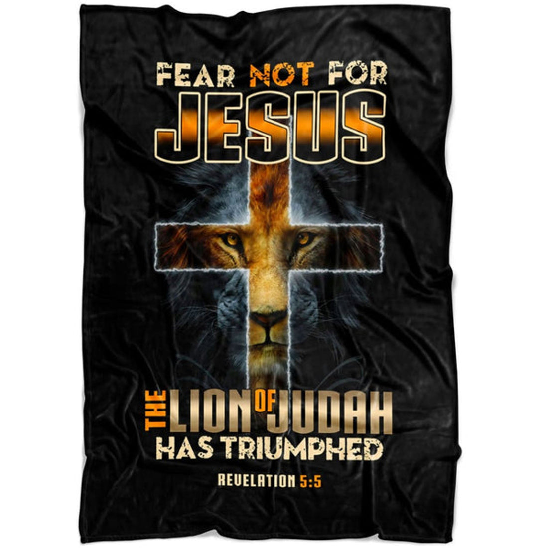 FUNSTUFFPRINT Fear Not Revelation 5 5 Fleece Blanket - Christian Blanket - Bible Verse Blanket