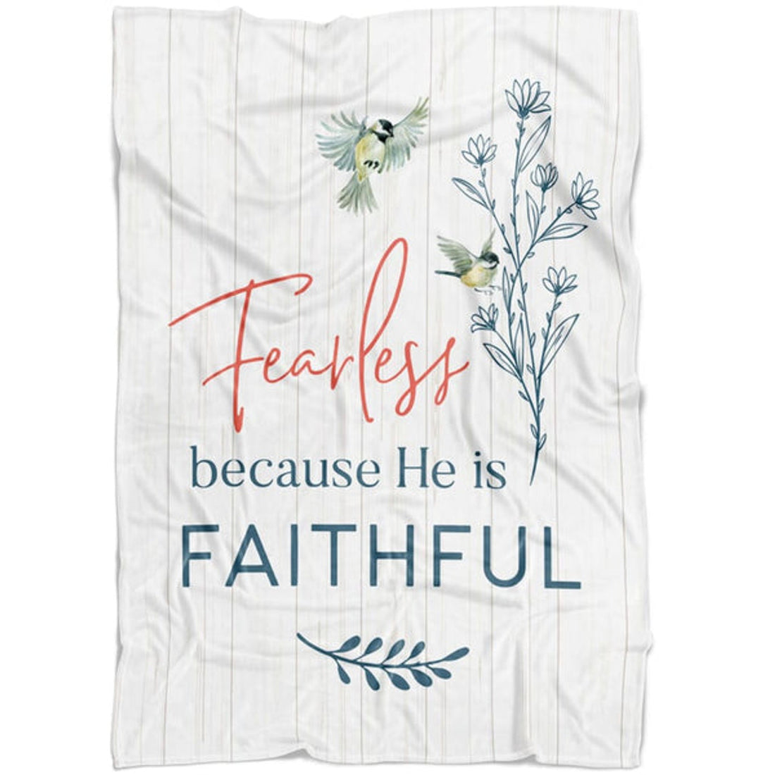 FUNSTUFFPRINT Fearless Because He Is Faithful Fleece Blanket - Christian Blanket - Bible Verse Blanket