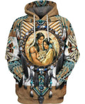 FUNSTUFFPRINT Native American Wolf 3D Hoodie and Zip Hoodie