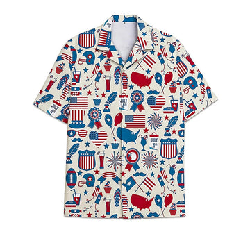 Feather Armorial American Flag Short Tall Button Hawaiian Shirt, Button Up Aloha Shirt For Men, Women