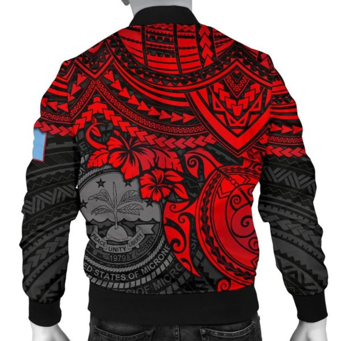 FUNSTUFFPRINT Federated States Of Micronesia Bomber Jacket (Men) - Red Turtle 3D Bomber Jacket