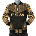 FUNSTUFFPRINT Federated States Of Micronesia Polynesian Chief Men's Bomber Jacket - Gold Version 3D Bomber Jacket