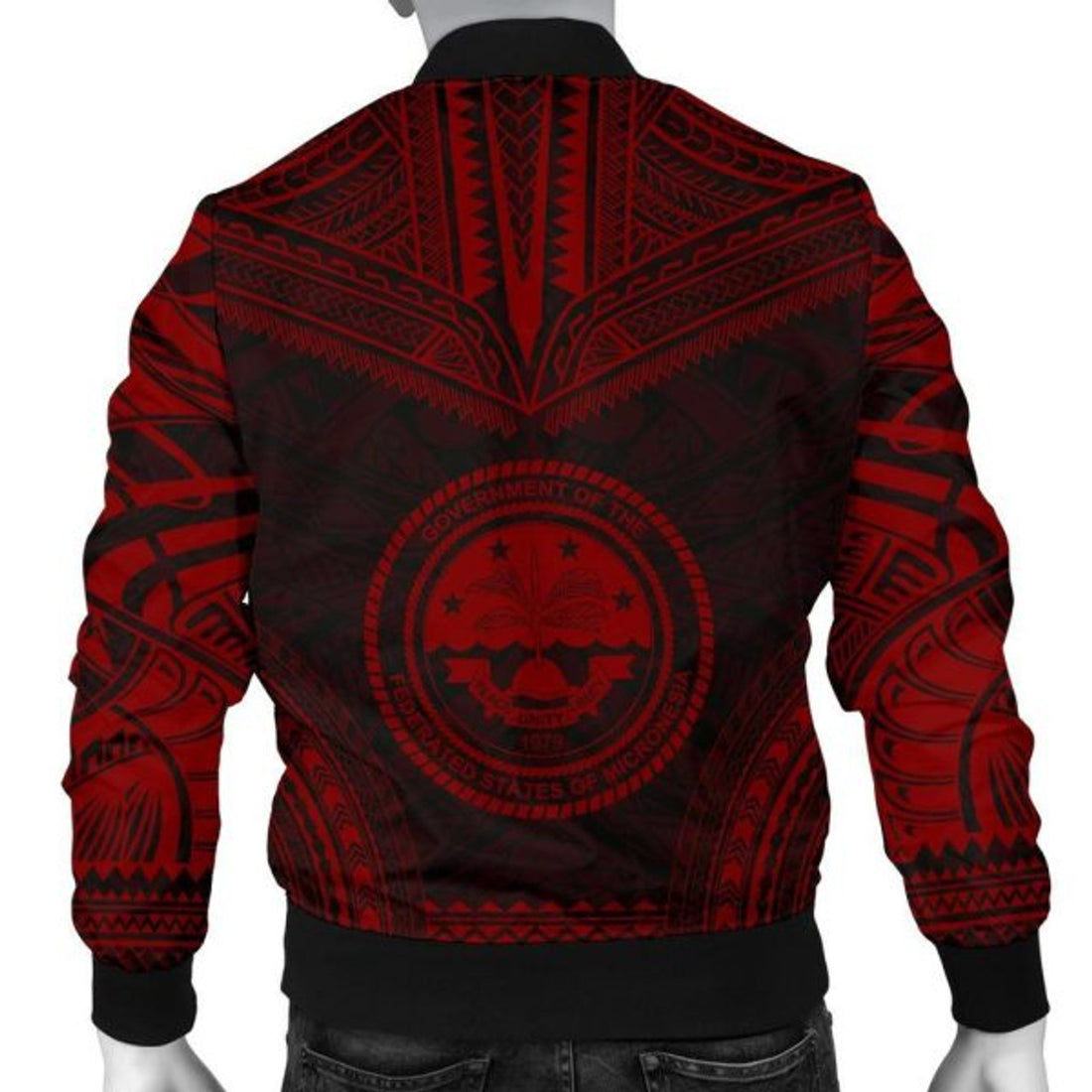 FUNSTUFFPRINT Federated States Of Micronesia Polynesian Chief Men's Bomber Jacket - Red Version 3D Bomber Jacket