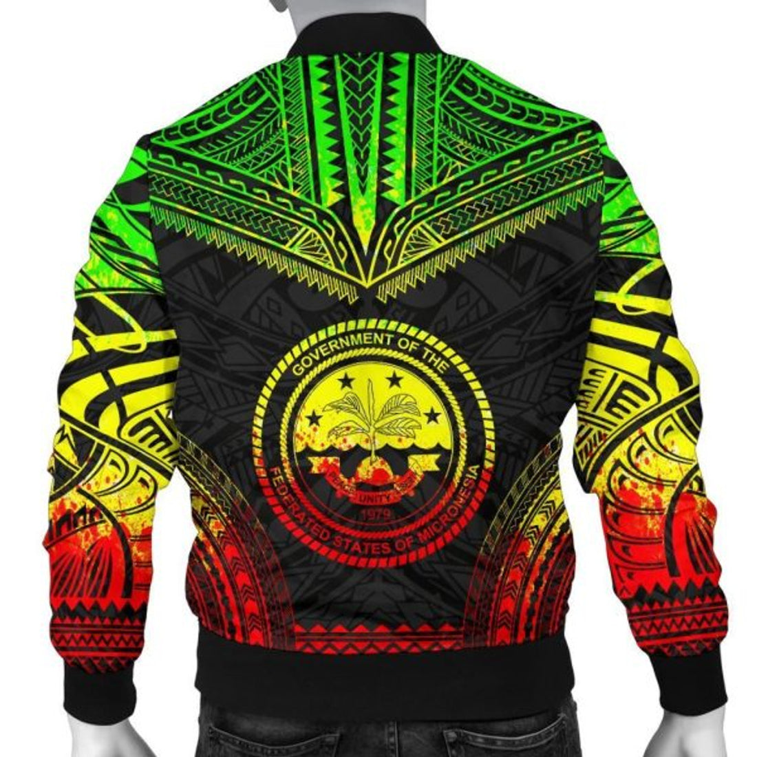 FUNSTUFFPRINT Federated States Of Micronesia Polynesian Chief Men's Bomber Jacket - Reggae Version 3D Bomber Jacket