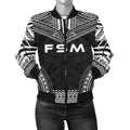 FUNSTUFFPRINT Federated States Of Micronesia Polynesian Chief Women'S Bomber Jacket - Black Version 3D Bomber Jacket