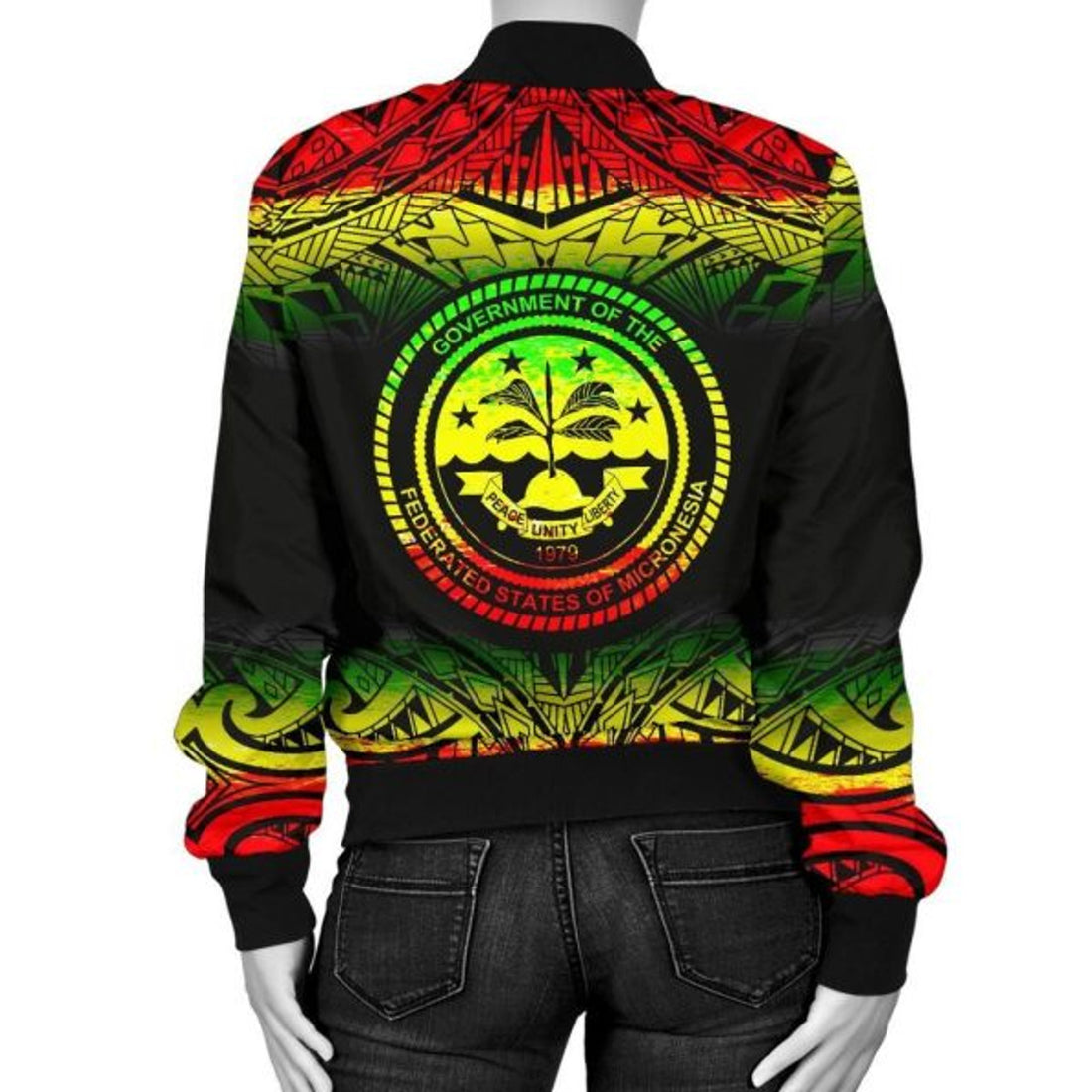 FUNSTUFFPRINT Federated States Of Micronesia Women's Bomber Jacket - Fog Reggae Style 3D Bomber Jacket