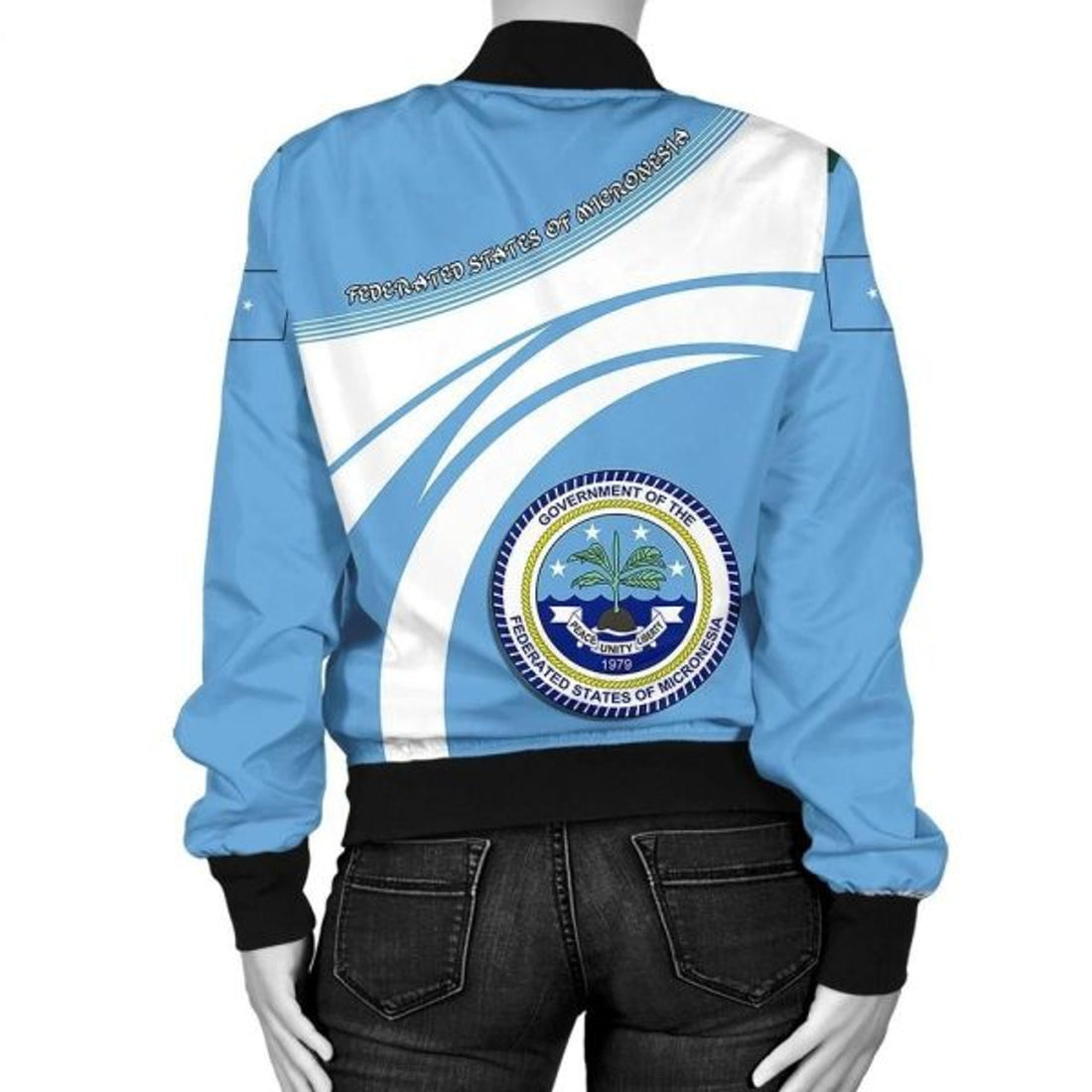 FUNSTUFFPRINT Federated States of Micronesia Coat Of Arms Women Bomber Jacketticket 3D Bomber Jacket
