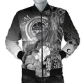 FUNSTUFFPRINT Federated States of Micronesia Men's Bomber Jackets - Humpback Whale with Tropical Flowers (White) 3D Bomber Jacket