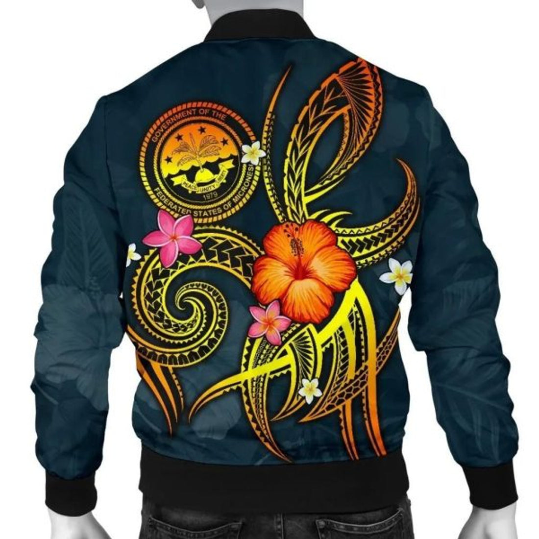 FUNSTUFFPRINT Federated States of Micronesia Polynesian Personalised Men's Bomber Jacket - Legend of FSM (Blue) 3D Bomber Jacket