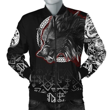 FUNSTUFFPRINT Fenrir Blood Bomber Jacket - Tattoo Style 3D Bomber Jacket
