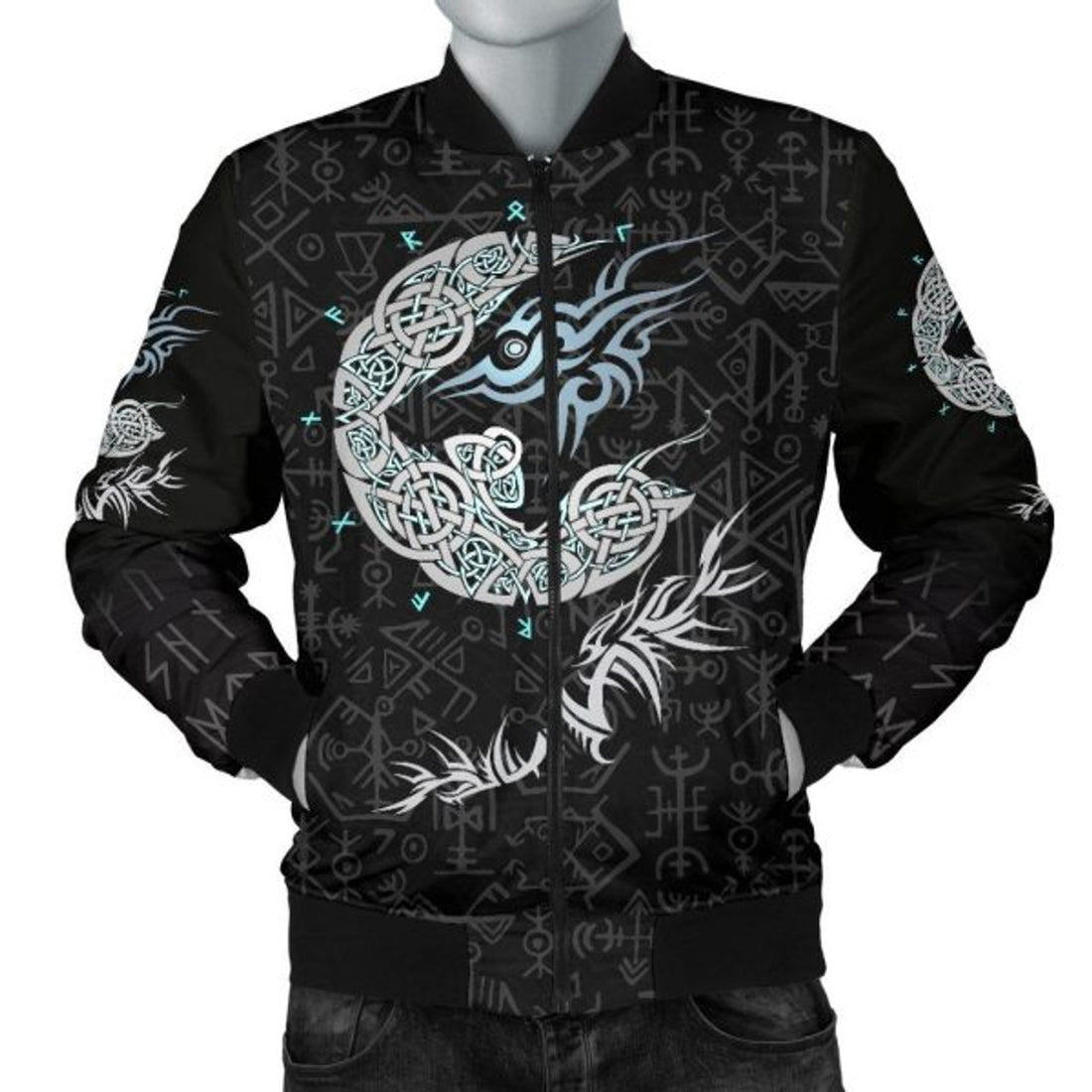 FUNSTUFFPRINT Fenrir Wolf Men's 3D Bomber Jacket