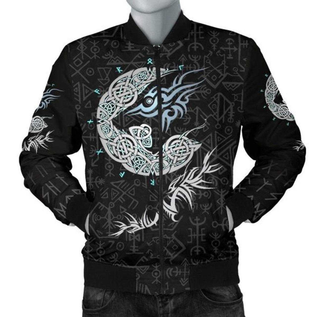 FUNSTUFFPRINT Fenrir Wolf Men's 3D Bomber Jacket
