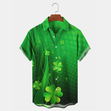Men's Holiday St. Patrick Leprechaun Day Hawaiian Short Sleeve Shirt, Patrick's day gift