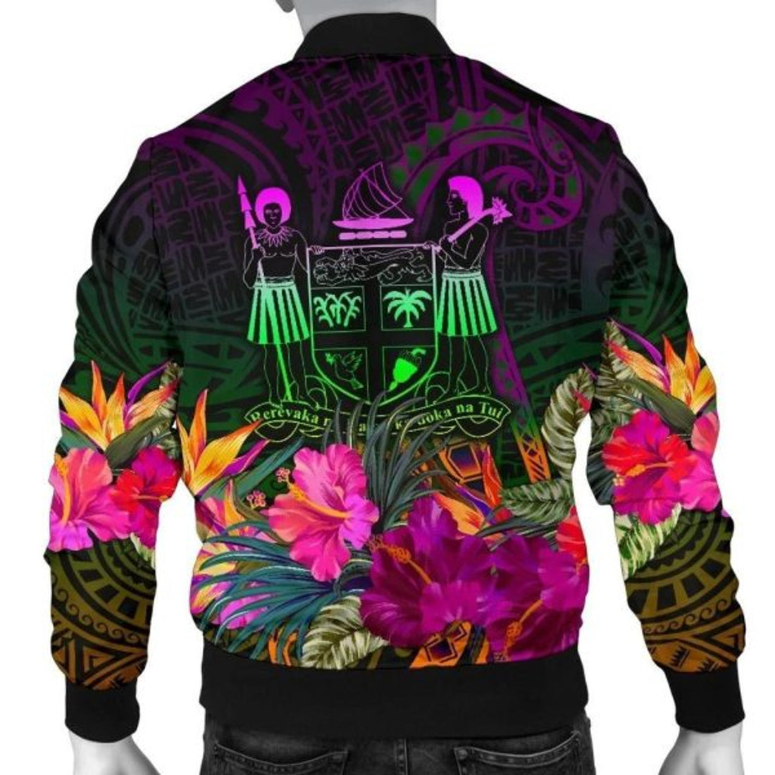 FUNSTUFFPRINT Fiji Men's Bomber Jacket - Summer Hibiscus 3D Bomber Jacket
