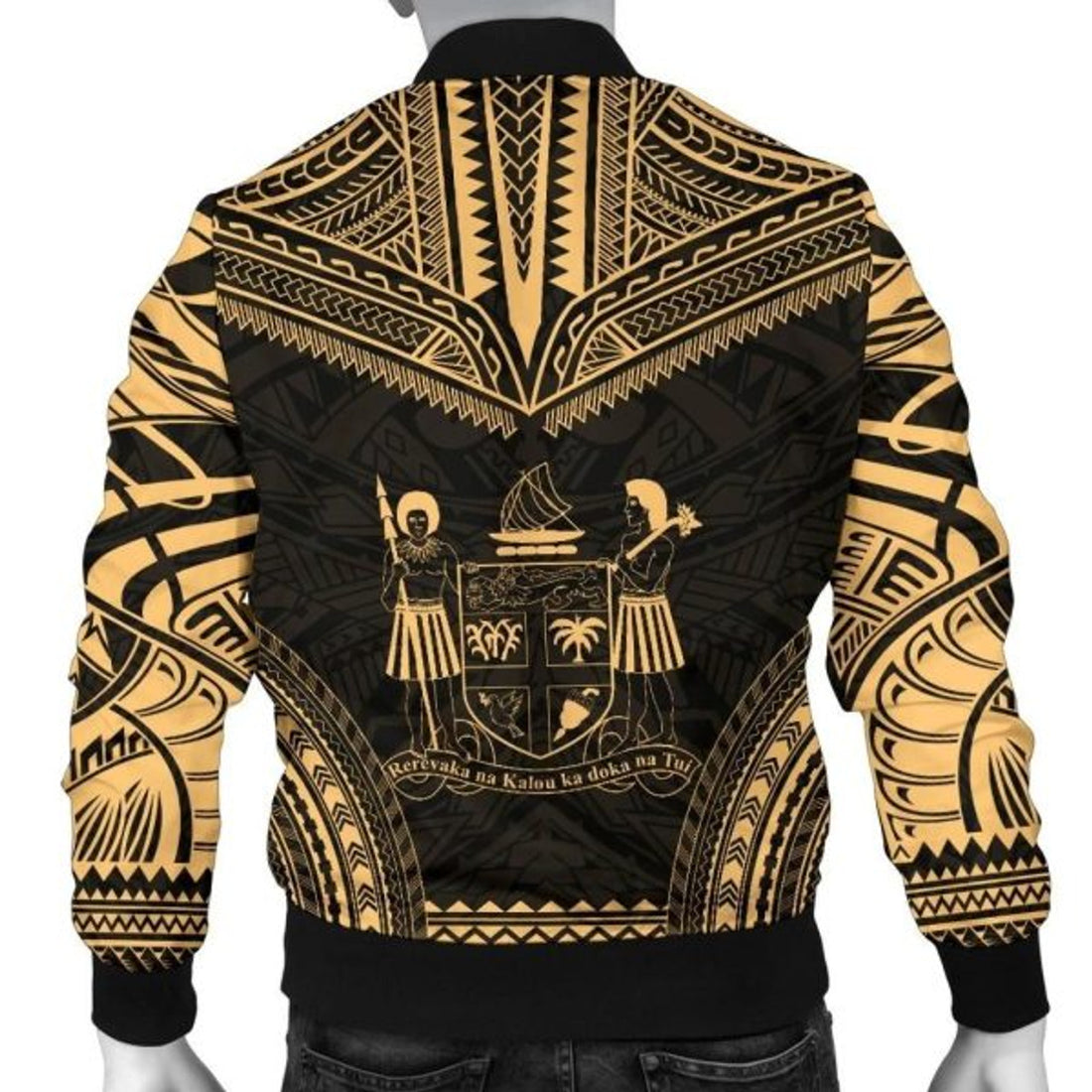 FUNSTUFFPRINT Fiji Polynesian Chief Men's Bomber Jacket - Gold Version 3D Bomber Jacket
