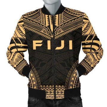 FUNSTUFFPRINT Fiji Polynesian Chief Men's Bomber Jacket - Gold Version 3D Bomber Jacket