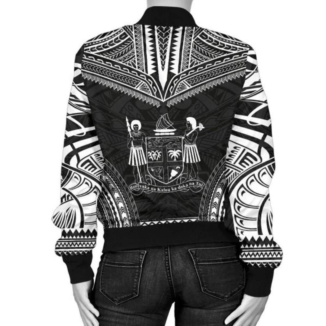 FUNSTUFFPRINT Fiji Polynesian Chief Women'S Bomber Jacket - Black Version 3D Bomber Jacket