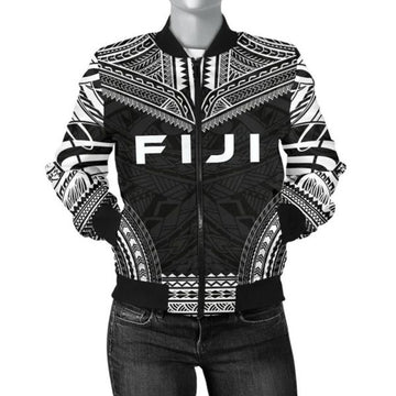 FUNSTUFFPRINT Fiji Polynesian Chief Women'S Bomber Jacket - Black Version 3D Bomber Jacket