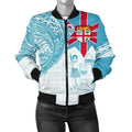 FUNSTUFFPRINT Fiji Polynesian Women's Bomber Jacket - Fiji Flag Fiji Flag with Coat of Arms 3D Bomber Jacket