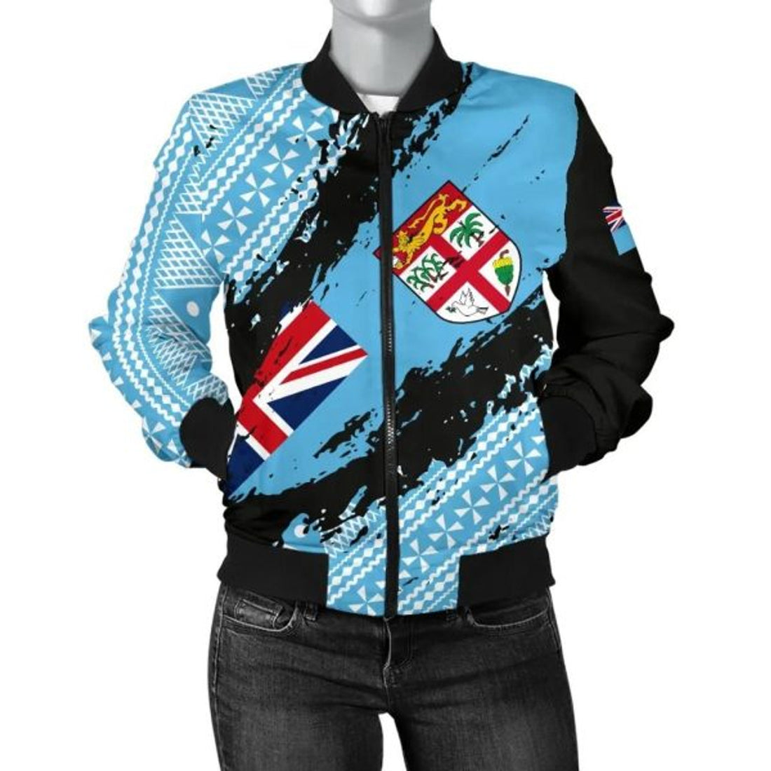 FUNSTUFFPRINT Fiji Tapa Women's Bomber Jacket - Nora Style 3D Bomber Jacket