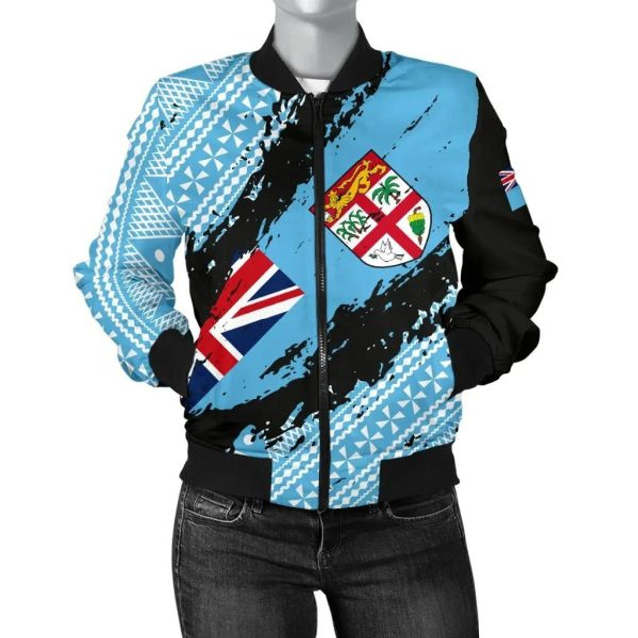 FUNSTUFFPRINT Fiji Tapa Women's Bomber Jacket - Nora Style 3D Bomber Jacket